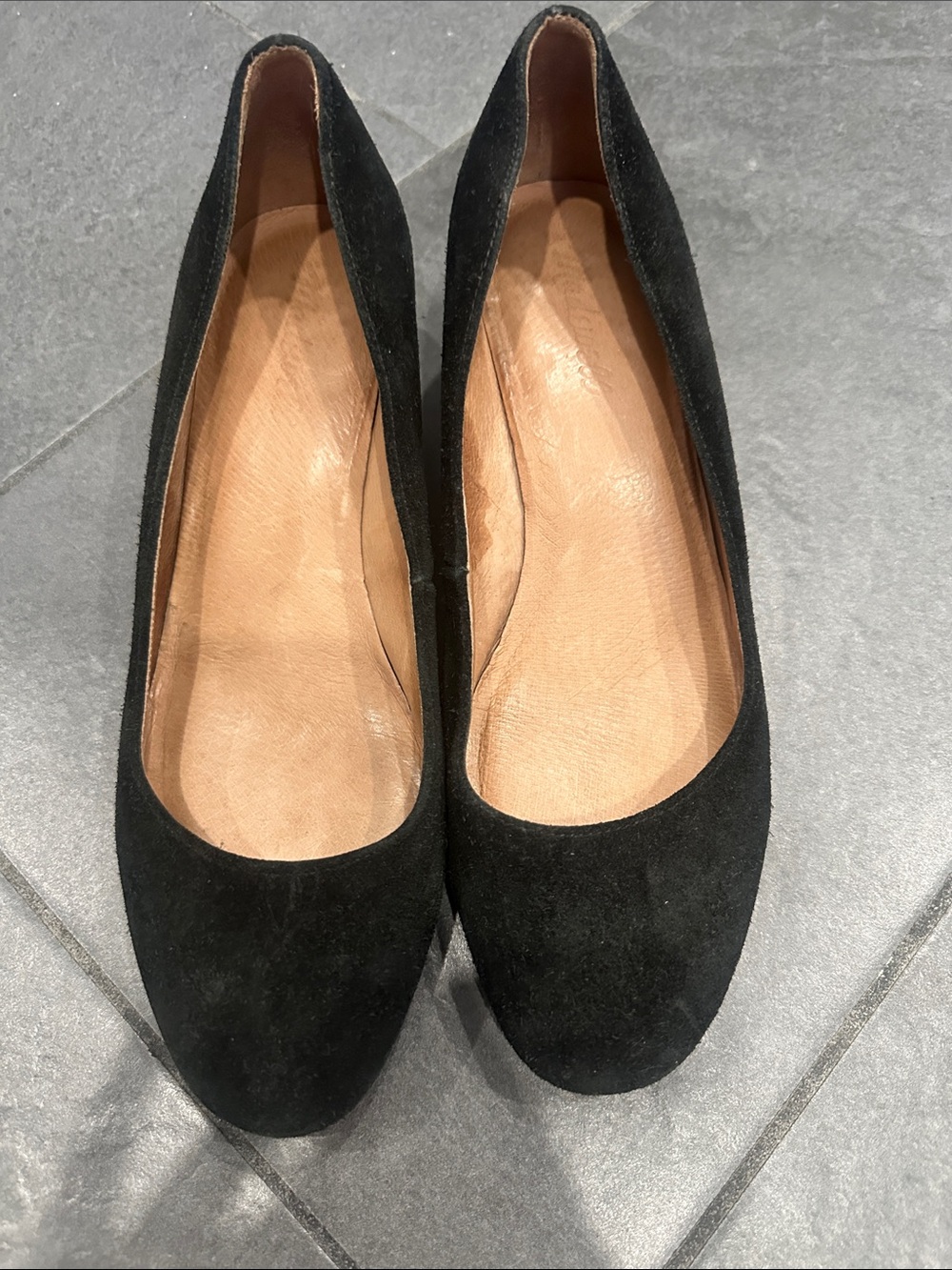 Madewell Black Suede Round-Toe Ballet Flats